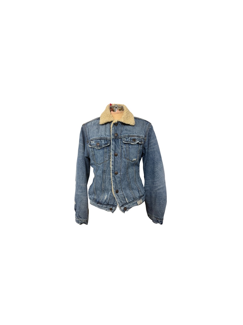 Abercrombie & Fitch Light Blue Denim Jacket with Tan Label Detail